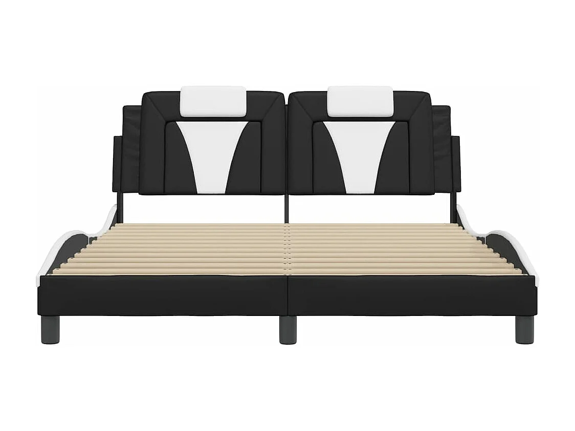 Bedframe "Viana" met LED zonder matras zwart en wit 160x200 cm