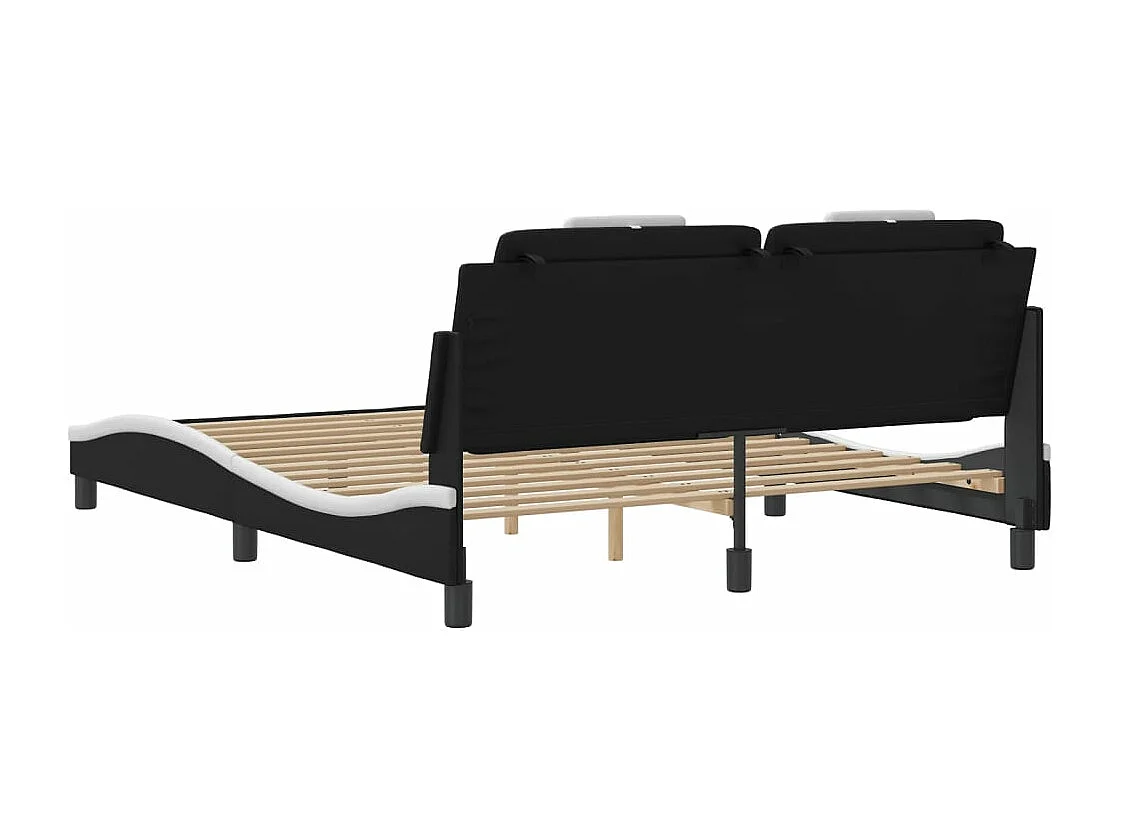 Bedframe "Viana" met LED zonder matras zwart en wit 160x200 cm