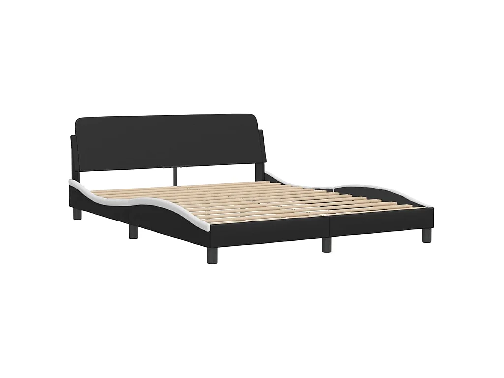 Giroletto Viana con LED senza Materasso Nero e Bianco 160x200 cm