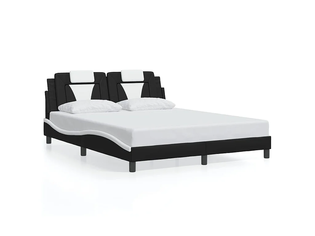 Bedframe "Viana" met LED zonder matras zwart en wit 160x200 cm