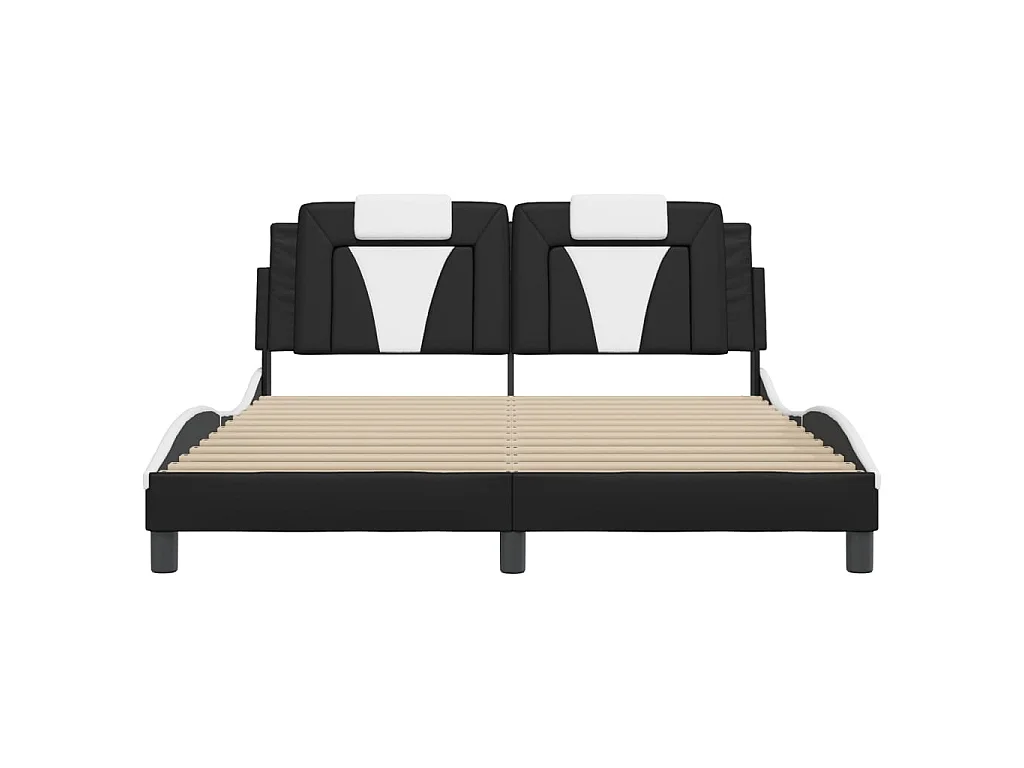 Bedframe "Viana" met LED zonder matras zwart en wit 160x200 cm