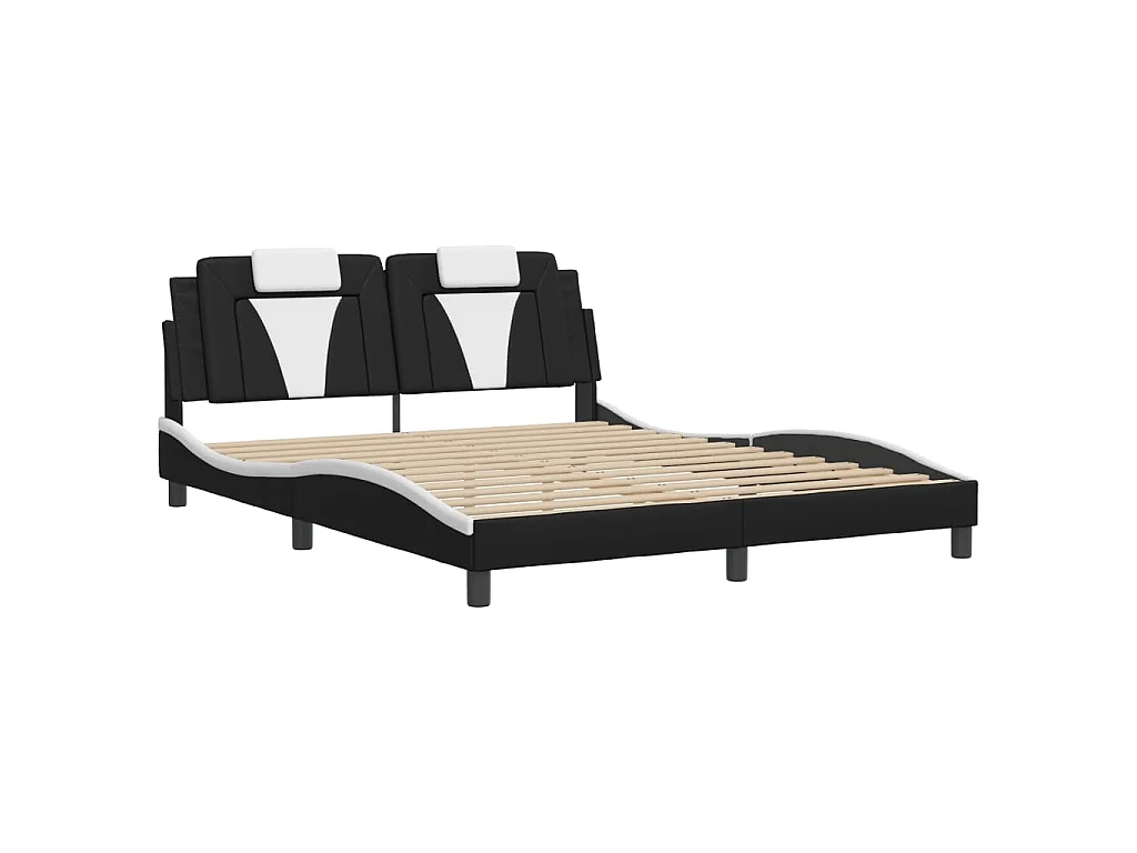 Cadre de lit Viana avec LED sans matelas noir et blanc 160x200 cm