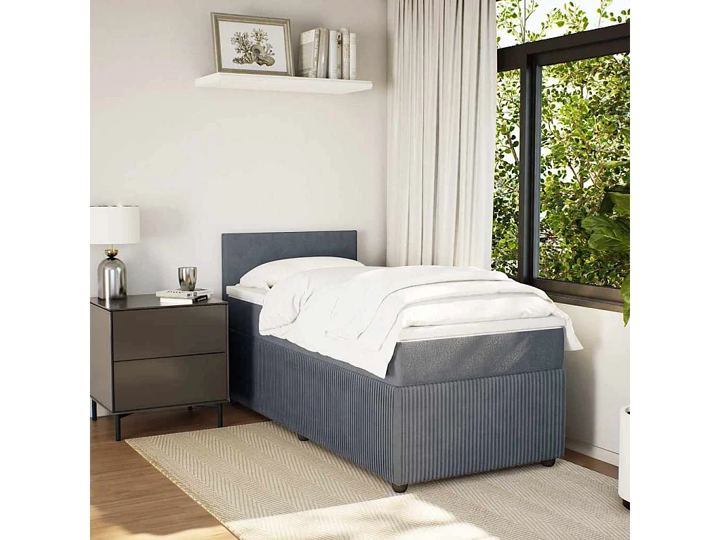 Boxspring met matras fluweel donkergrijs 90x190 cm