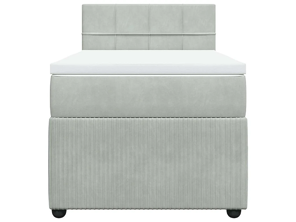 Boxspring met matras fluweel lichtgrijs 100x200 cm