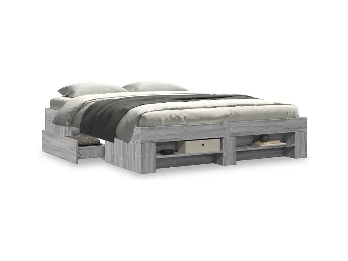 Cadre de lit sans matelas sonoma gris 150x200 cm