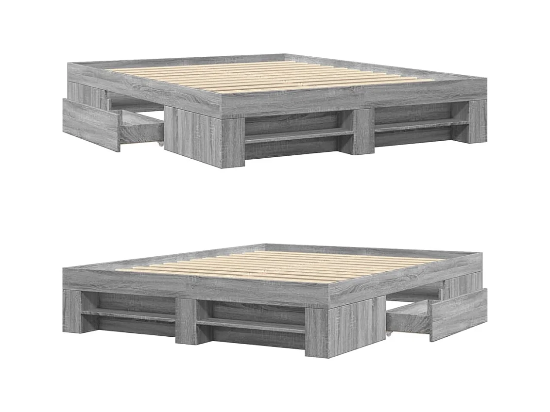 Cadre de lit sans matelas sonoma gris 150x200 cm