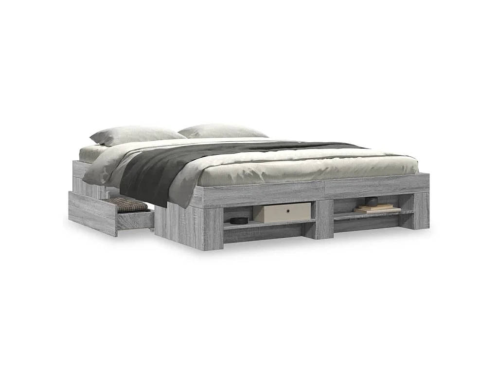 Cadre de lit sans matelas sonoma gris 150x200 cm
