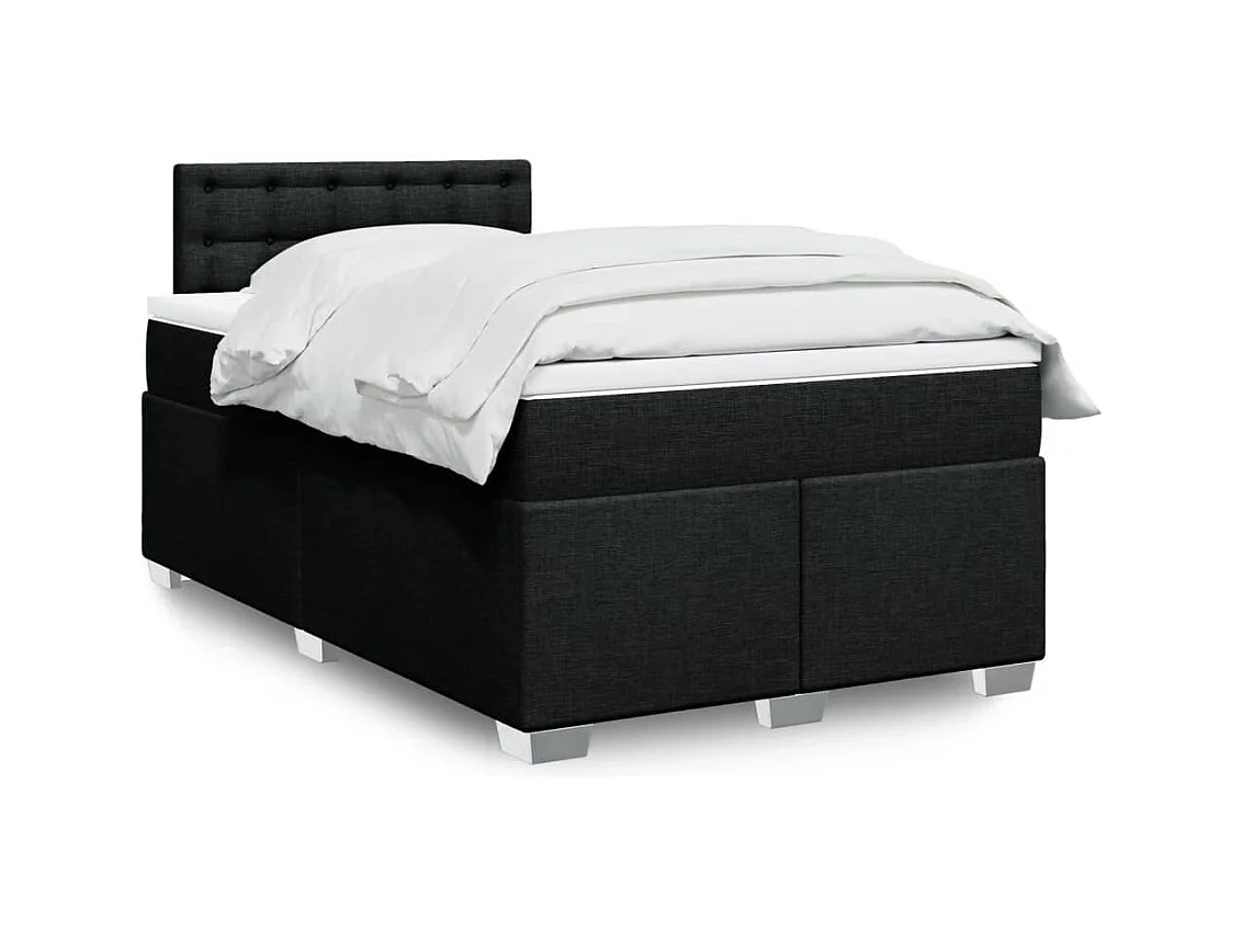 Sommier à lattes de lit avec matelas Noir 120x200 cm Tissu