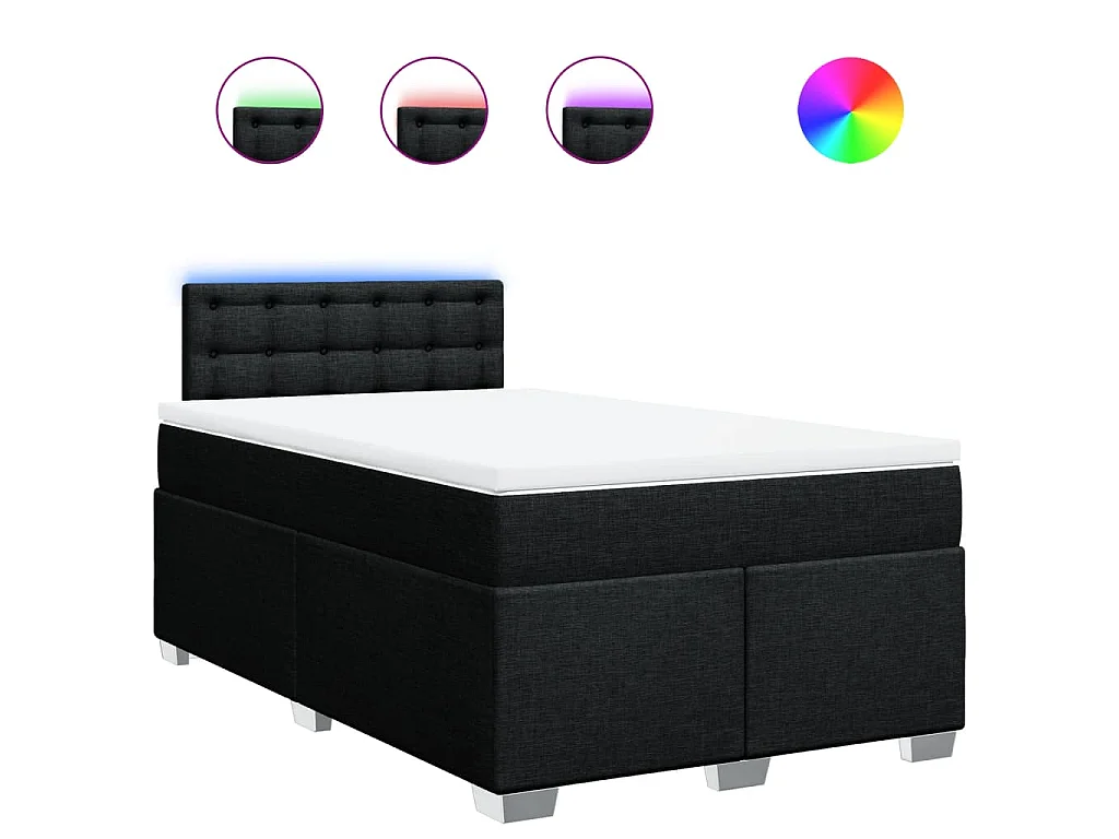 Cama box spring con colchón tela negro 120x200 cm