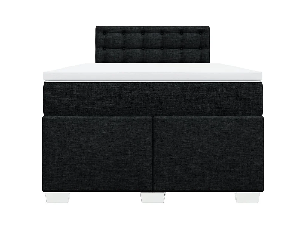 Cama box spring con colchón tela negro 120x200 cm