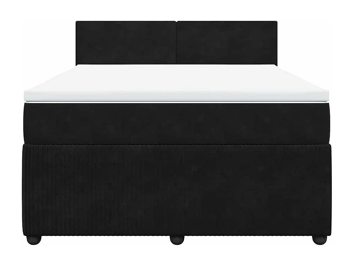 Boxspringbett mit Matratze Schwarz 140x190 cm Samt