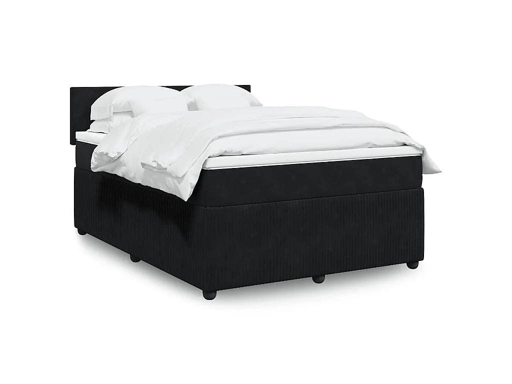 Sommier à lattes de lit avec matelas Noir 140x190 cm Velours