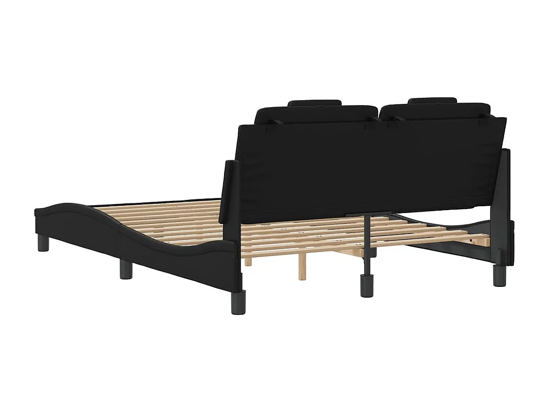 Cadre de lit Viana sans matelas noir 140x190 cm similicuir