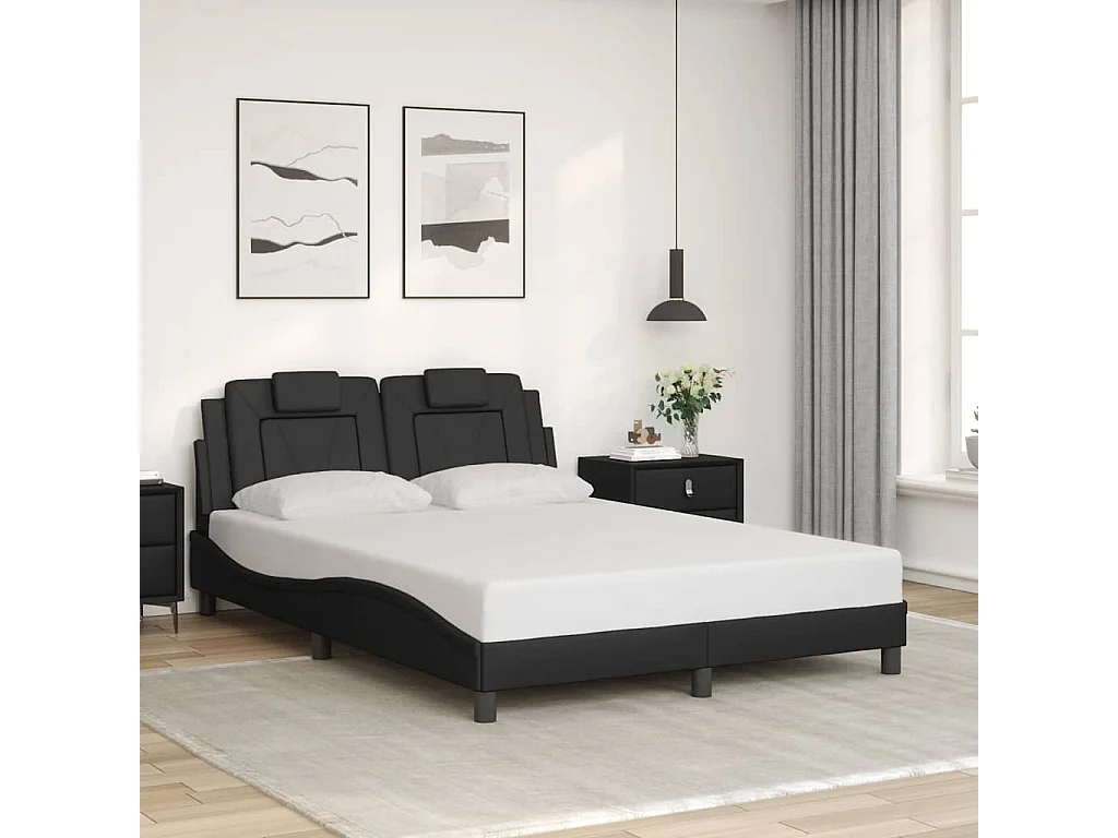 Giroletto Viana senza Materasso Nero 140x190 cm in Similpelle