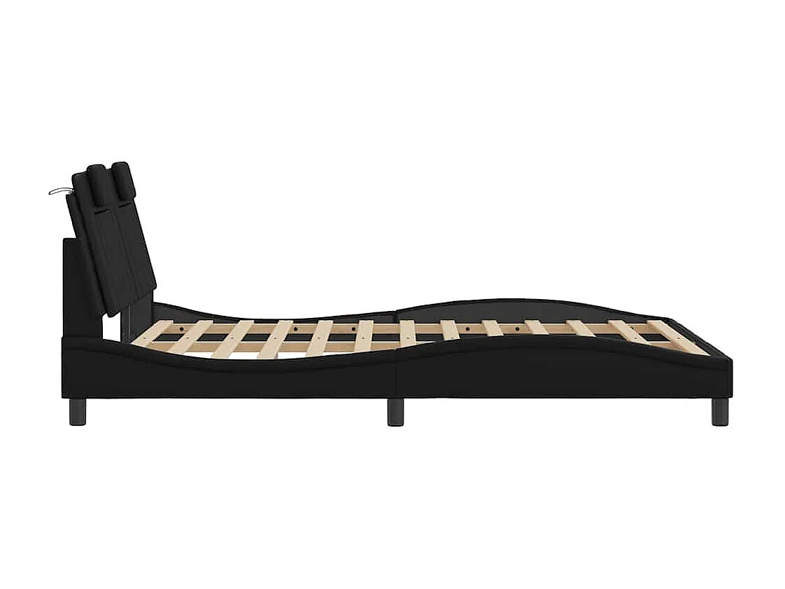 Giroletto Viana senza Materasso Nero 140x190 cm in Similpelle