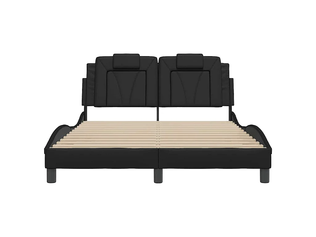 Cadre de lit Viana sans matelas noir 140x190 cm similicuir