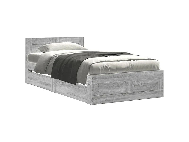 Cadre de lit et tête de lit sans matelas sonoma gris 90x190 cm