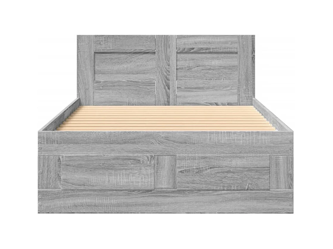 Estrutura de cama c/ cabeceira deriv. madeira cinzento sonoma