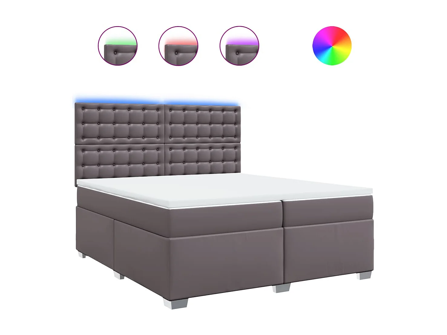 Boxspringbett mit Matratze Grau 200x200 cm Kunstleder