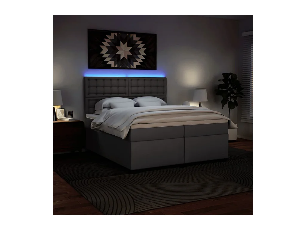 Boxspringbett mit Matratze Grau 200x200 cm Kunstleder