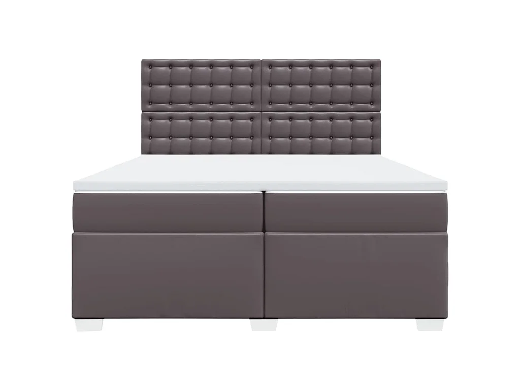 Cama box spring con colchón cuero sintético gris 200x200 cm