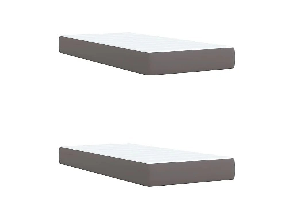 Cama box spring con colchón cuero sintético gris 200x200 cm