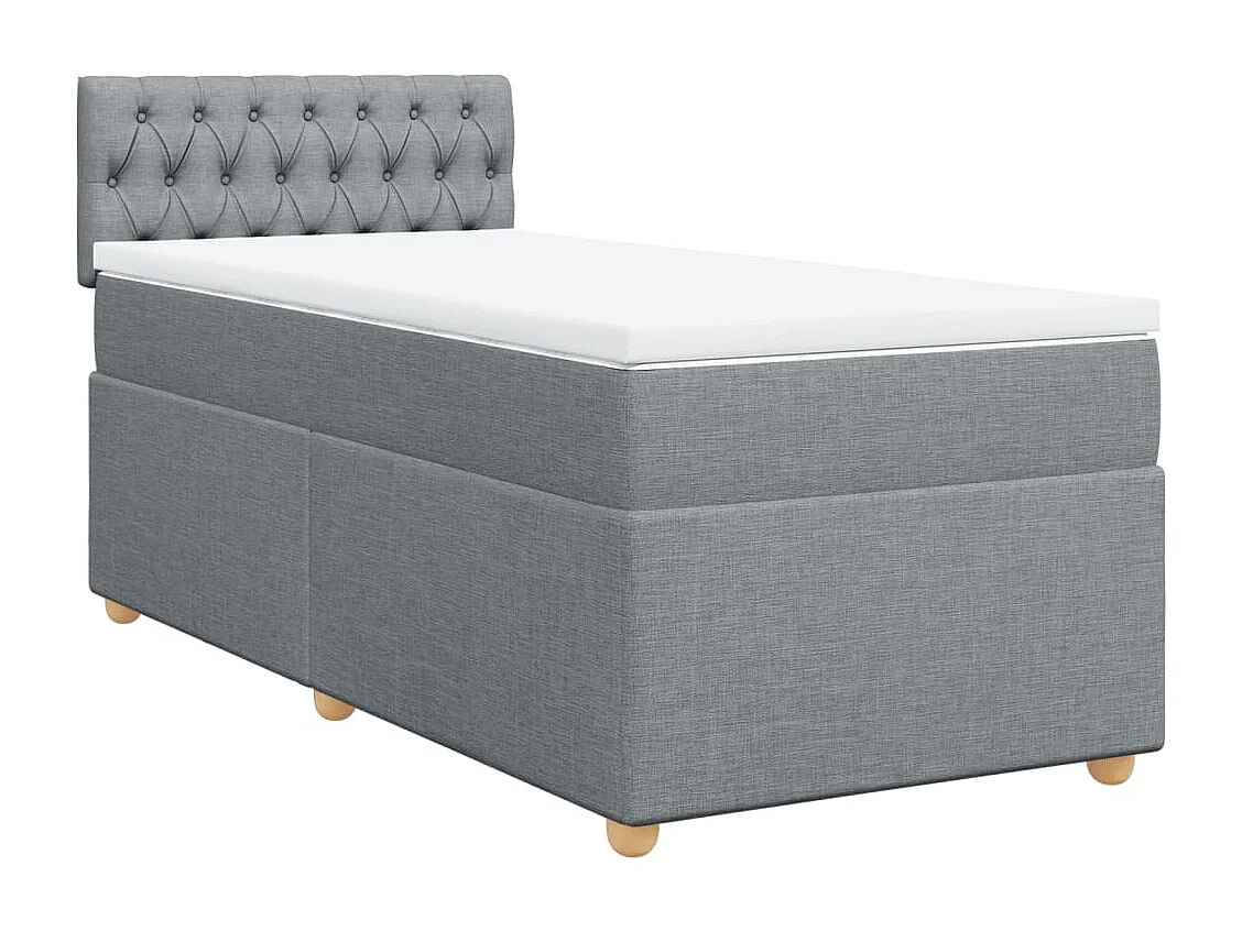 Cama com molas/colchão 90x200 cm tecido cinza-claro
