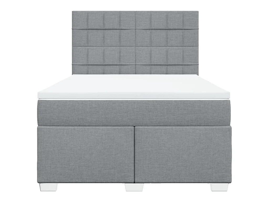 Cama box spring con colchón tela gris claro 140x190 cm