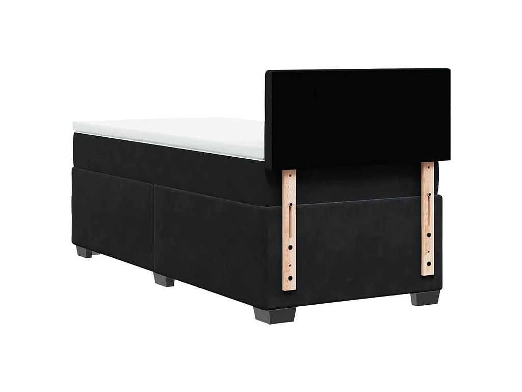 Giroletto a Molle con Materasso Nero 90x190 cm in Velluto