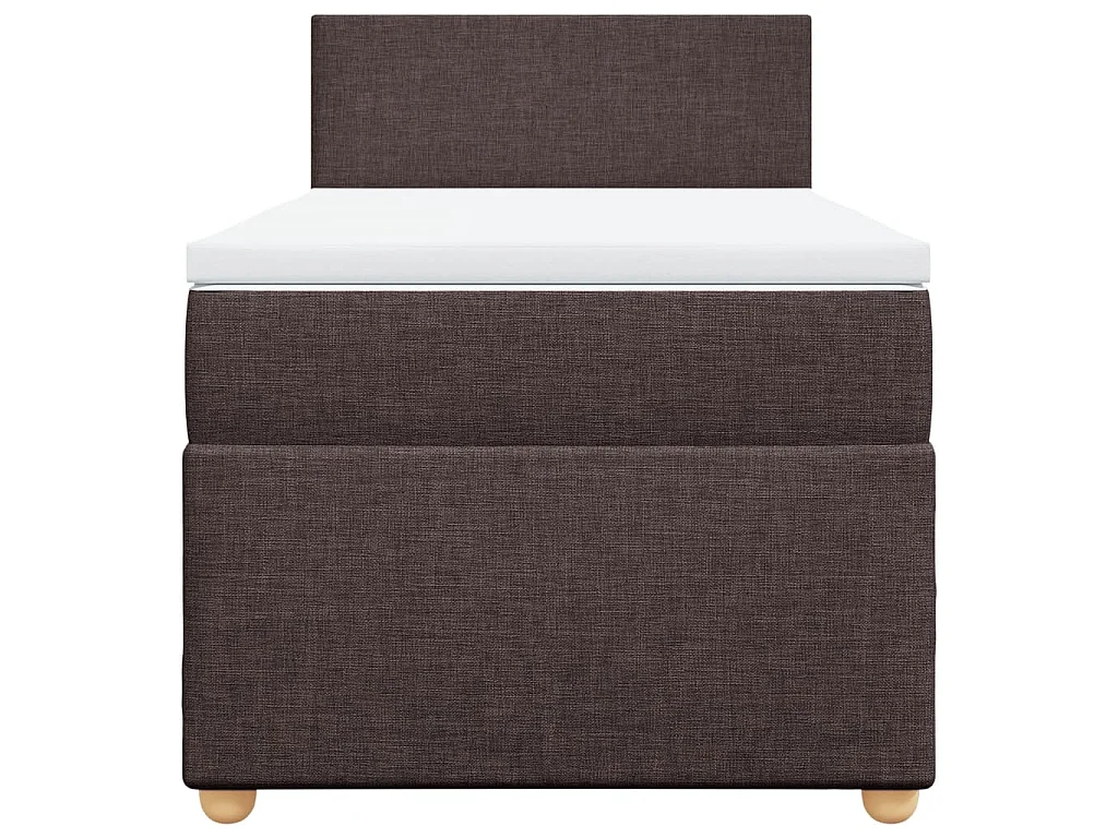 Cama box spring con colchón tela marrón oscuro 80x200 cm
