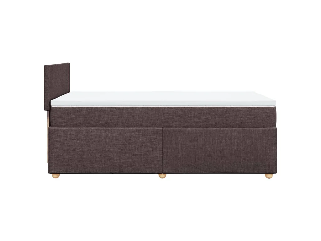 Cama box spring con colchón tela marrón oscuro 80x200 cm