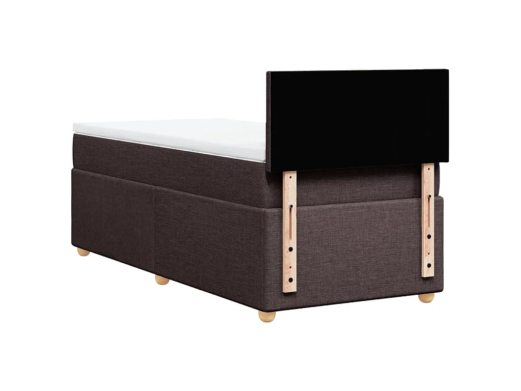 Cama box spring con colchón tela marrón oscuro 80x200 cm