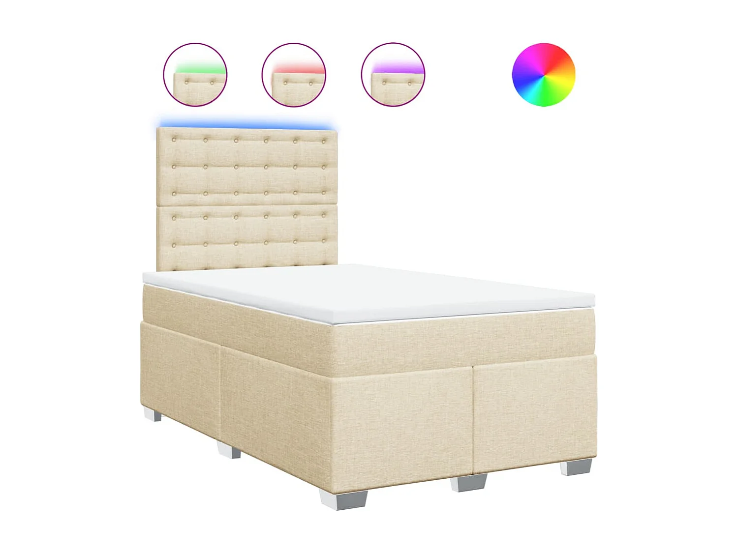 Sommier à lattes de lit avec matelas Crème 120x200 cm Tissu