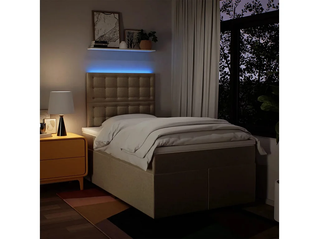 Giroletto a Molle con Materasso Crema 120x200 cm in Tessuto