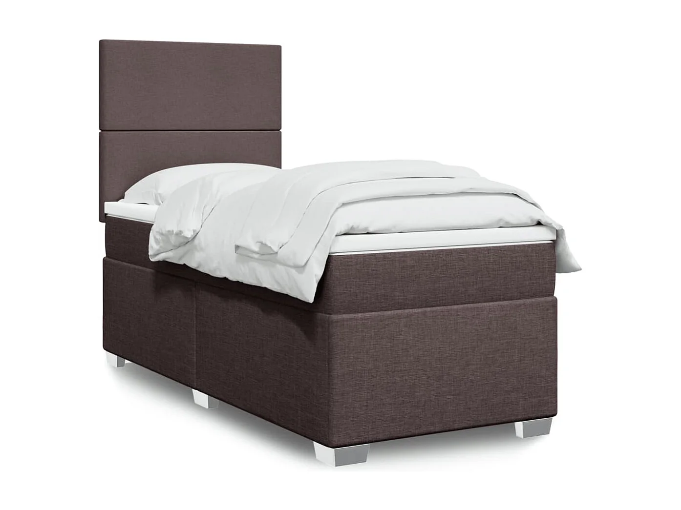 Boxspring met matras stof donkerbruin 90x190 cm
