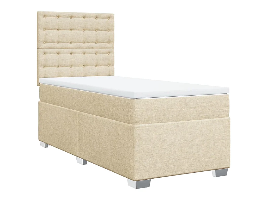 Giroletto a Molle con Materasso Crema 90x190 cm in Tessuto