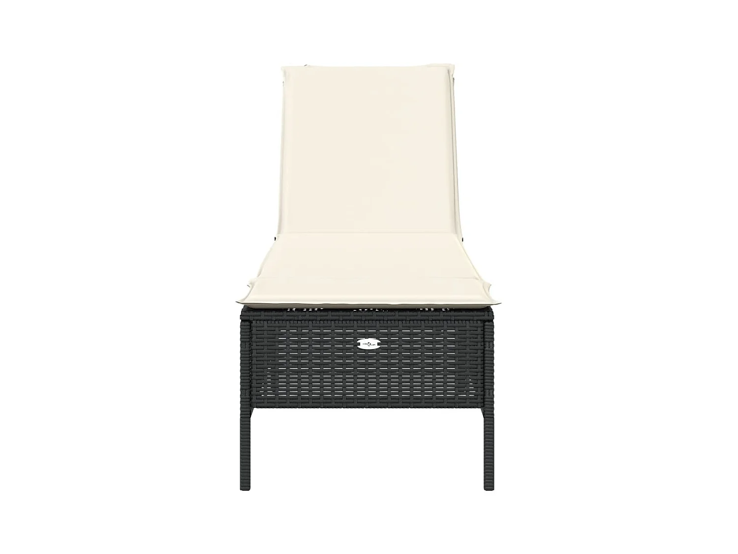 Ligbed met kussen poly rattan zwart