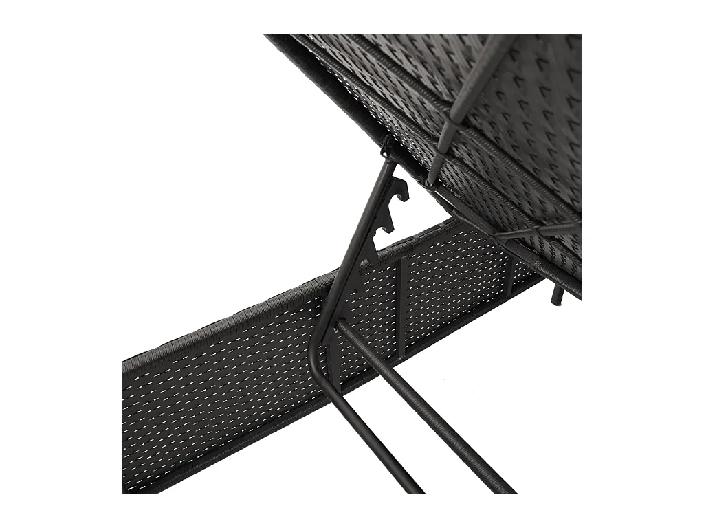 Ligbed met kussen poly rattan zwart