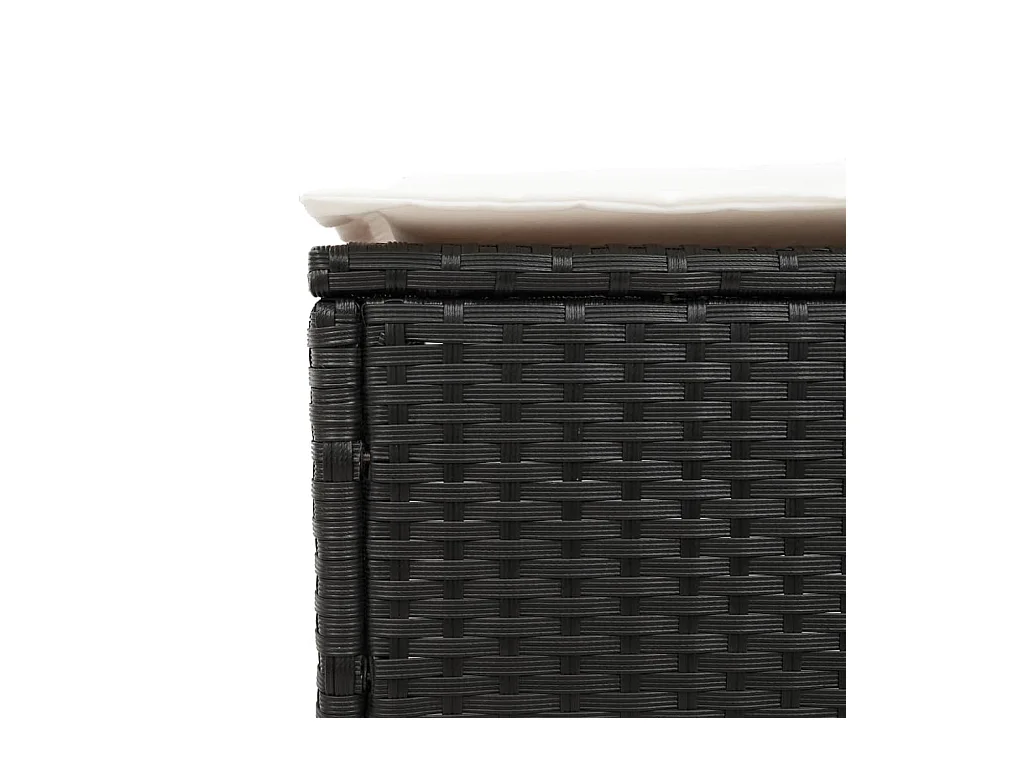 Ligbed met kussen poly rattan zwart