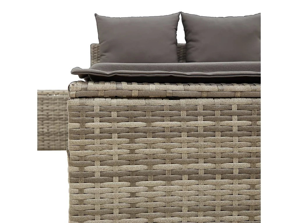 Lettino Prendisole Doppio con Cuscini Grigio in Polyrattan