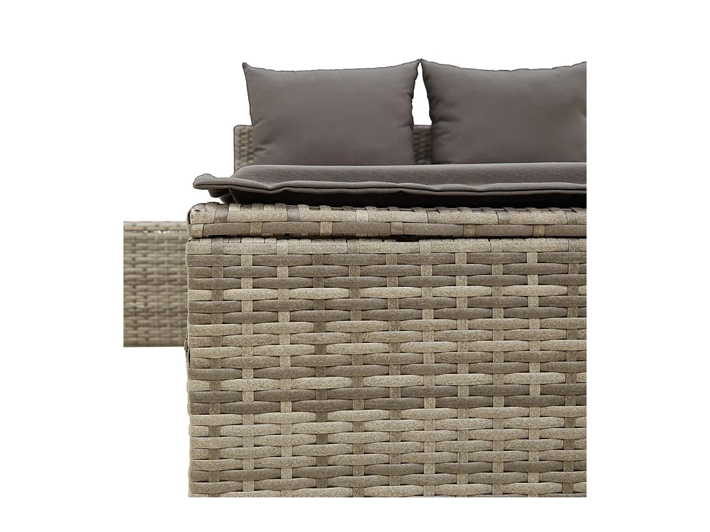 Chaise longue double avec coussins gris résine tressée