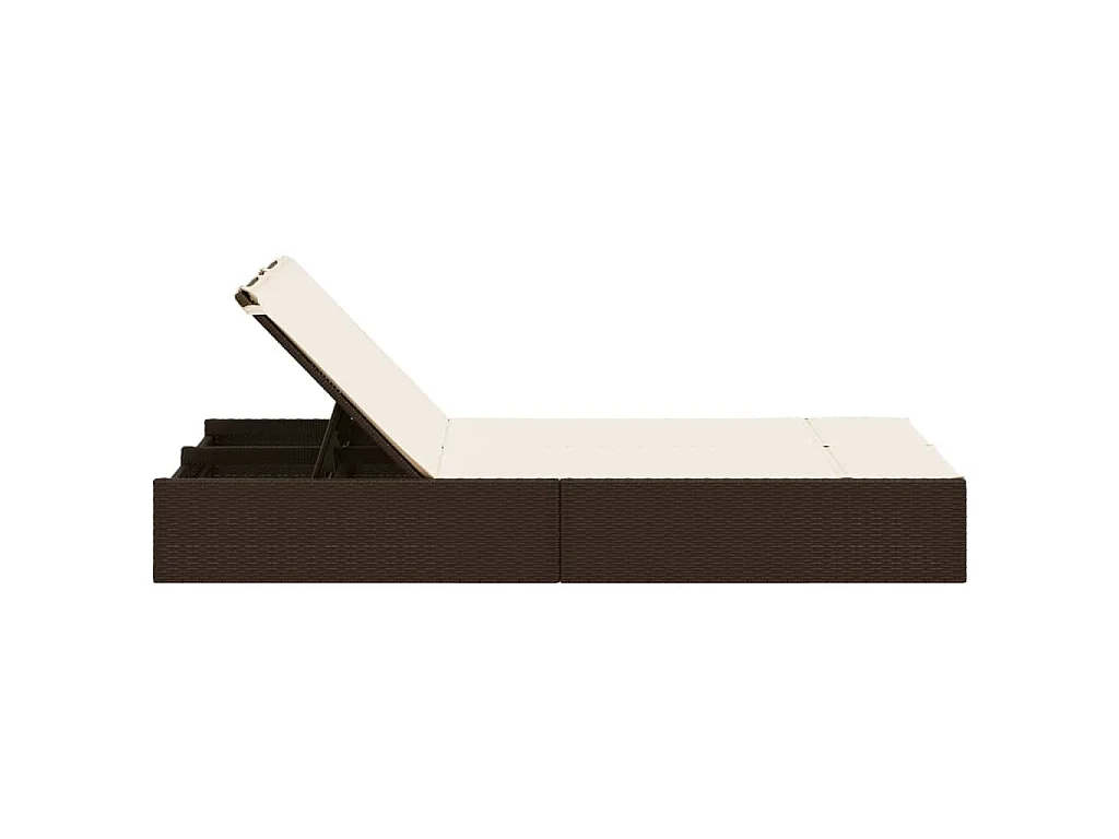 Lettino Prendisole con Cuscini Marrone in Polyrattan