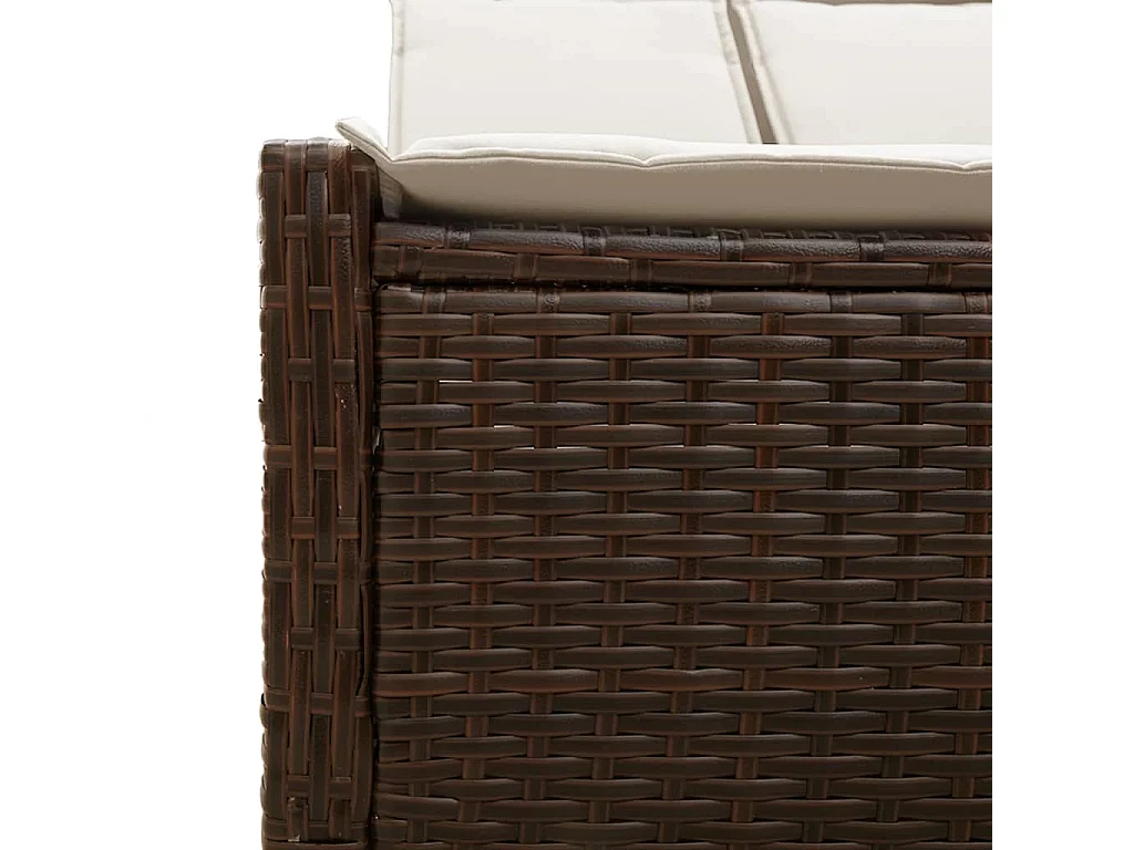 Ligbed 2-persoons met kussens poly rattan bruin