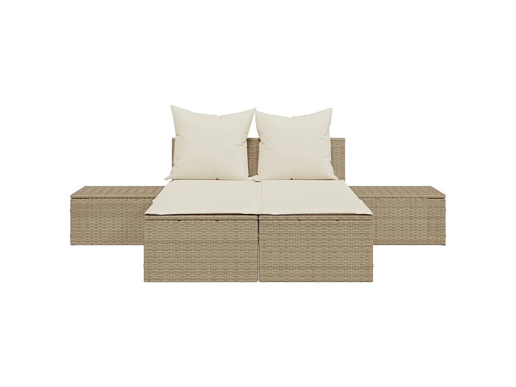 Tumbona doble con cojines ratán sintético beige