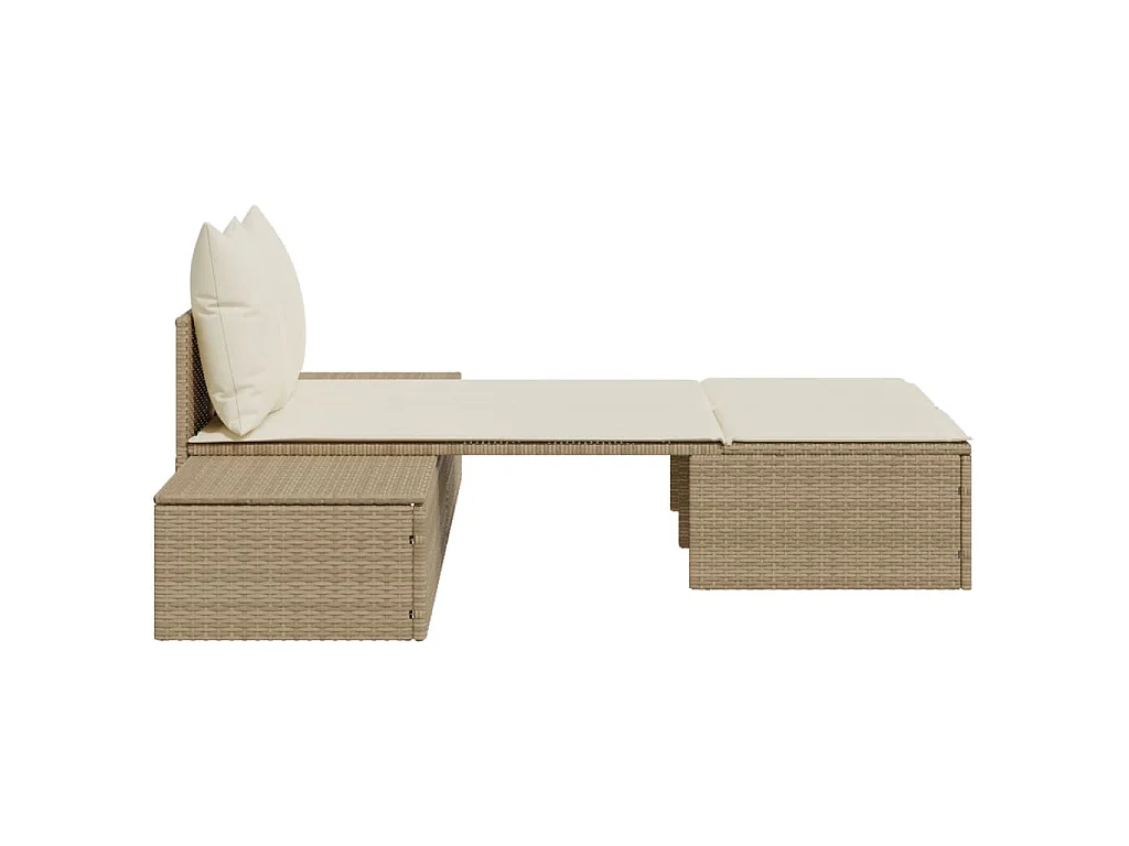 Tumbona doble con cojines ratán sintético beige