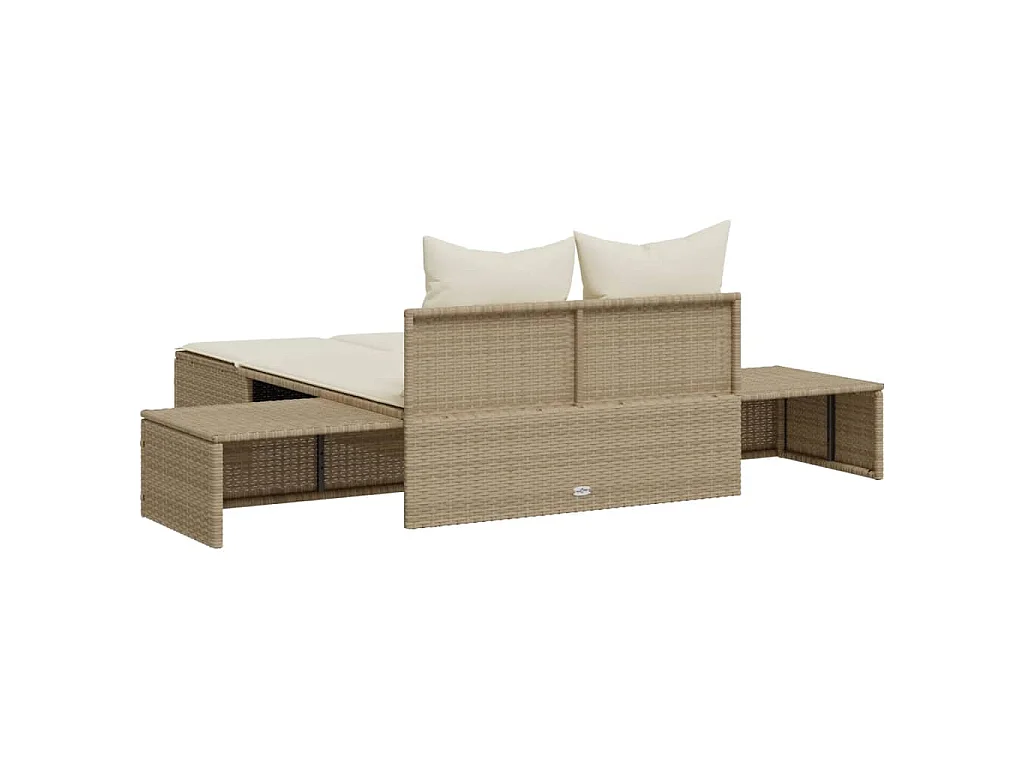 Tumbona doble con cojines ratán sintético beige