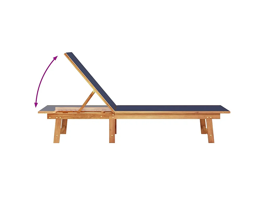 Ligbed met tafel massief acaciahout en textileen blauw