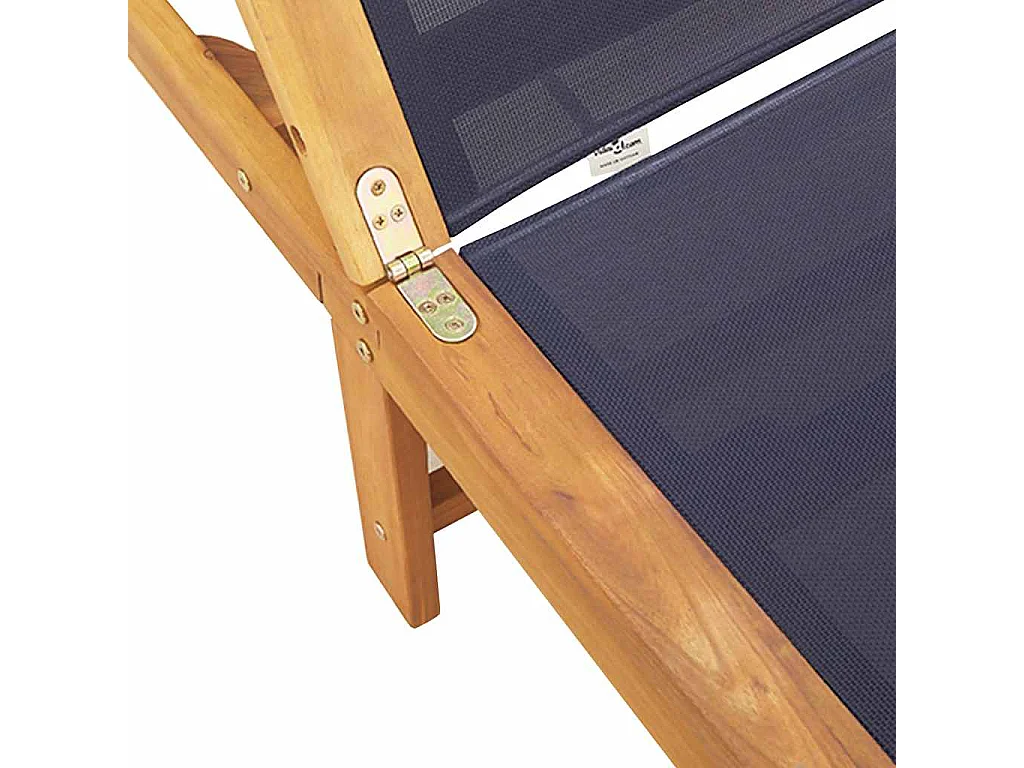 Ligbed met tafel massief acaciahout en textileen blauw