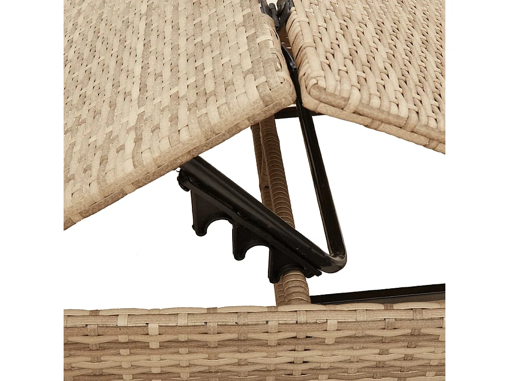 Chaises longues lot de 2 avec table beige résine tressée