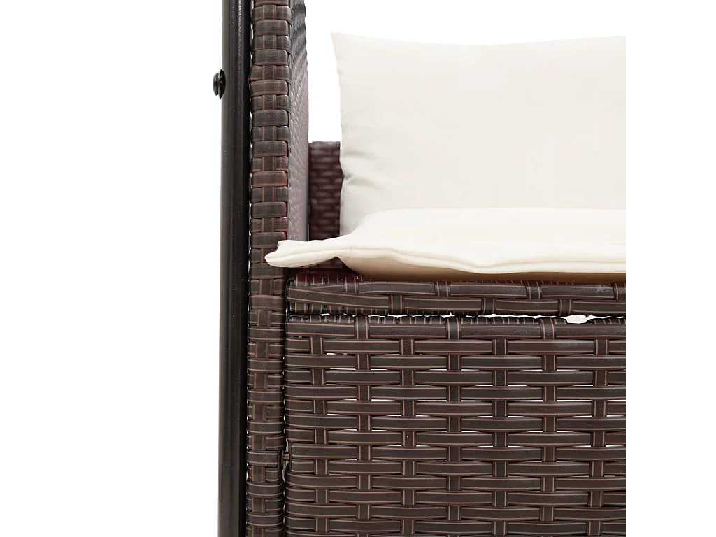 Ligbed tweepersoons met dak en gordijn poly rattan bruin